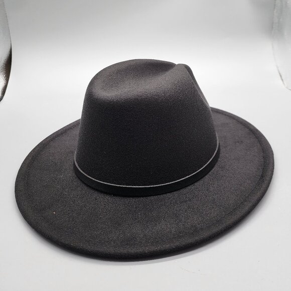 EINSKEY Womens Black Felt Fedora Hat Wide Brim Western Style New - Picture 5 of 12
